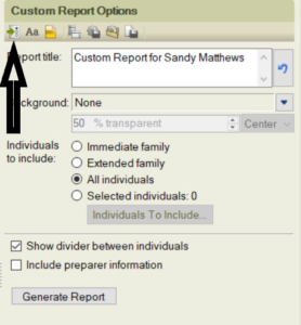 Custom report in Family Tree maker